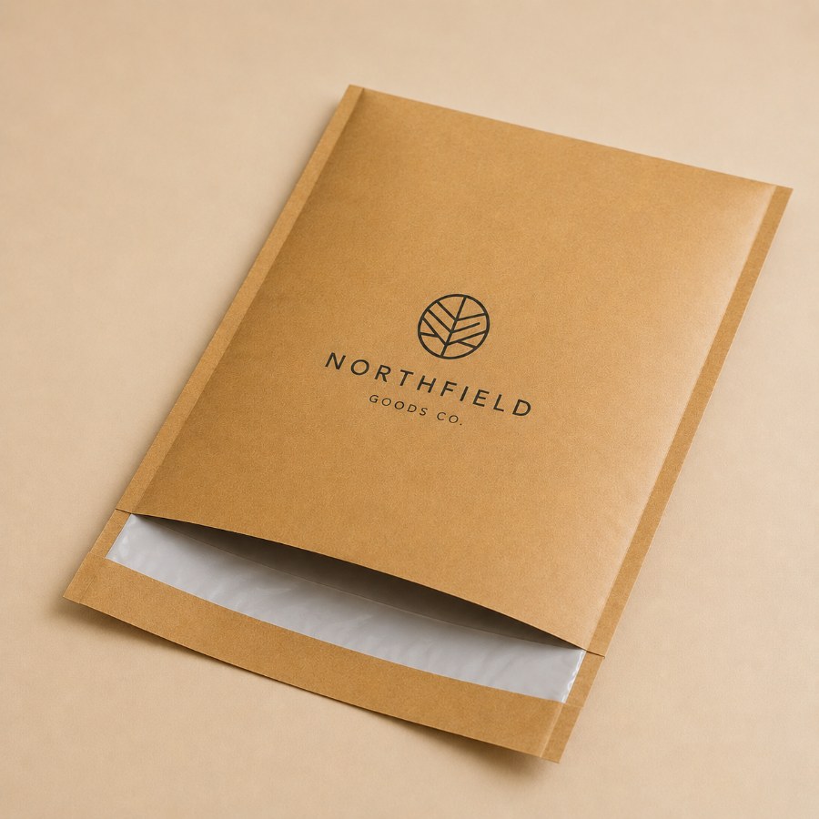 Custom printed poly-lined water-resistant kraft mailer
